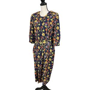 Vintage Ms Chaus Nautical Embellished Shirt Dress Size 14 Belt Maximalist Preppy